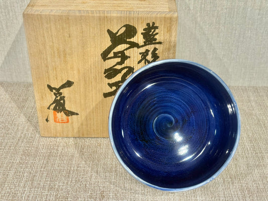SBKTB193 加藤巌造　瑠璃彩　茶碗 藍彩