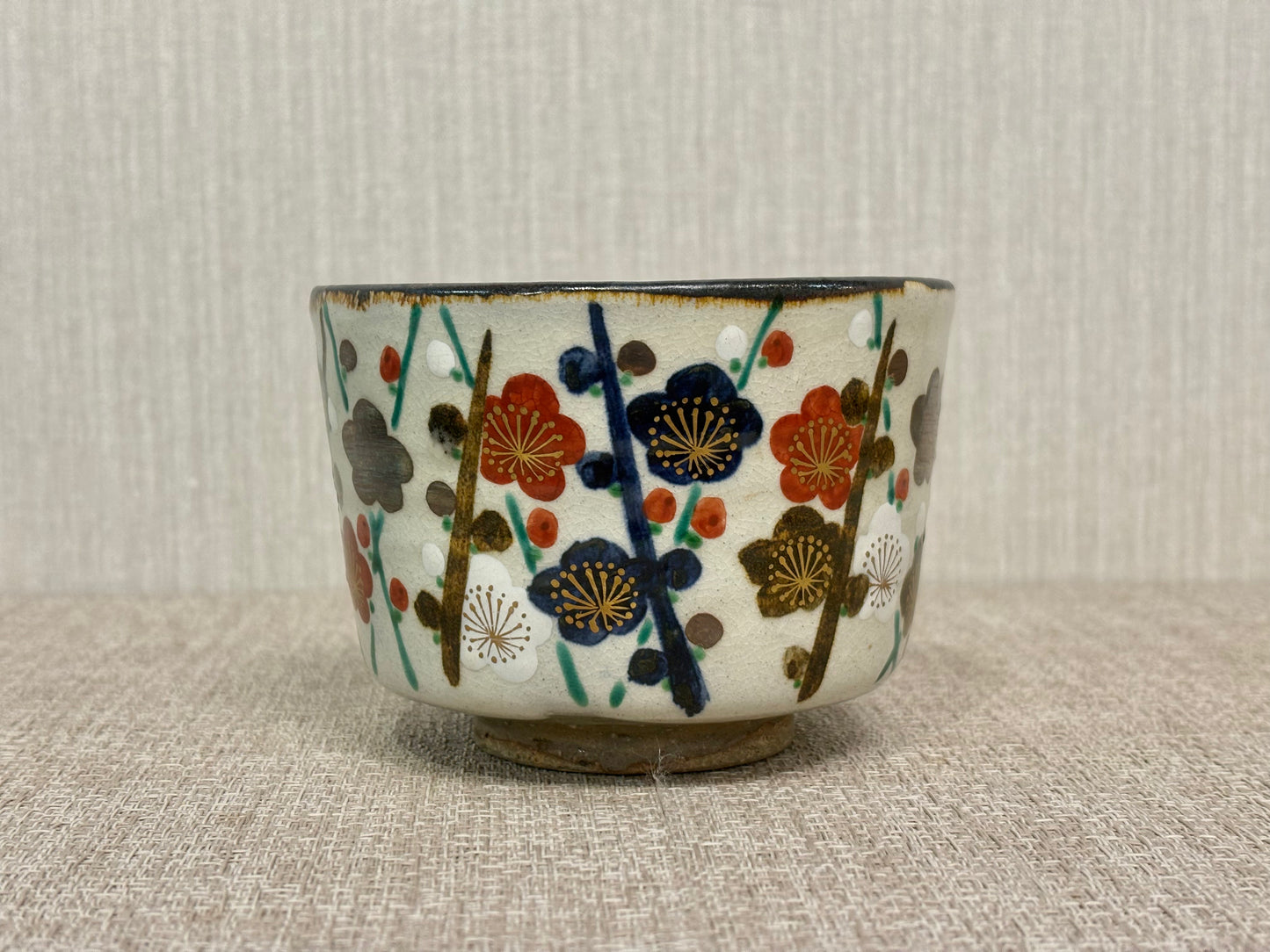 SBKTB197 森岡嘉祥造　槍梅絵　茶碗 京燒