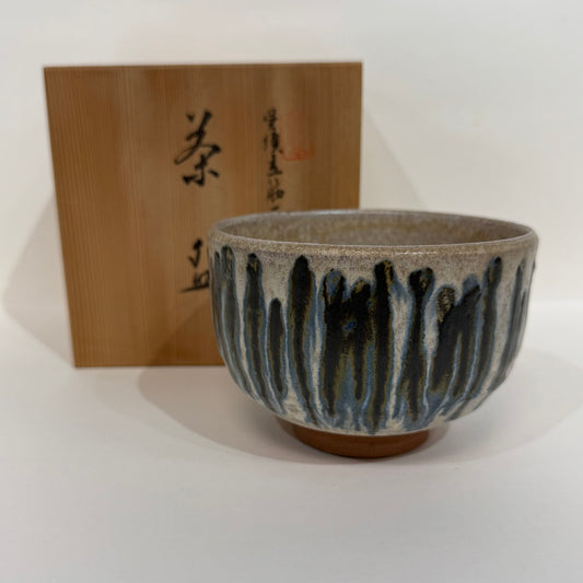 SBKTB94 京焼　青嵐窯造　呉須立筋画茶碗